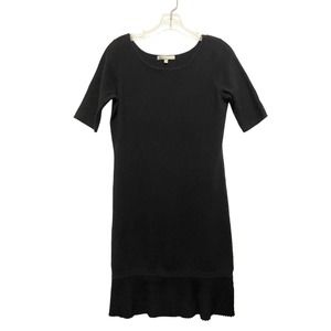Neiman Marcus Women's Black Short Sleeve Cashmere Knit Mini Dress Size Small LBD